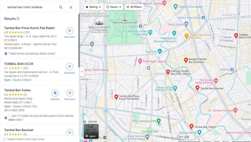 Berikut Cara Mencari Lokasi Tambal Ban Terdekat di Google Maps