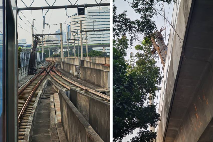 Besi Proyek Jatuh Kenai Gerbong MRT Bagian Depan