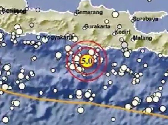 Gempa M5,0 Guncang Pacitan, Dirasakan hingga Yogyakarta