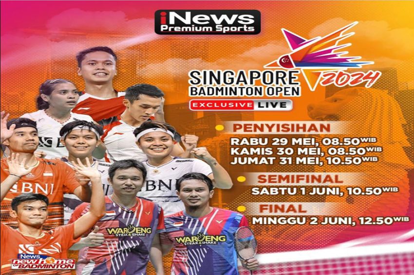 Live Eksklusif di iNews: 2 Wakil Merah Putih Jaga Asa Juara di Singapore Open 2024