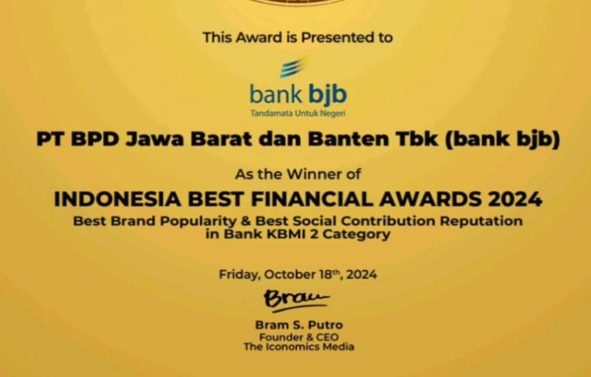 bank bjb Perkuat Posisi dengan Dua Penghargaan di Indonesia Best Financial Awards 2024